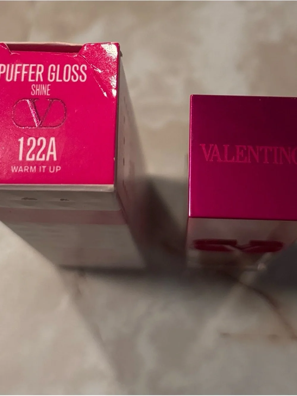 Valentino Puffer Lip Gloss in Warm Brown with Pink Cap